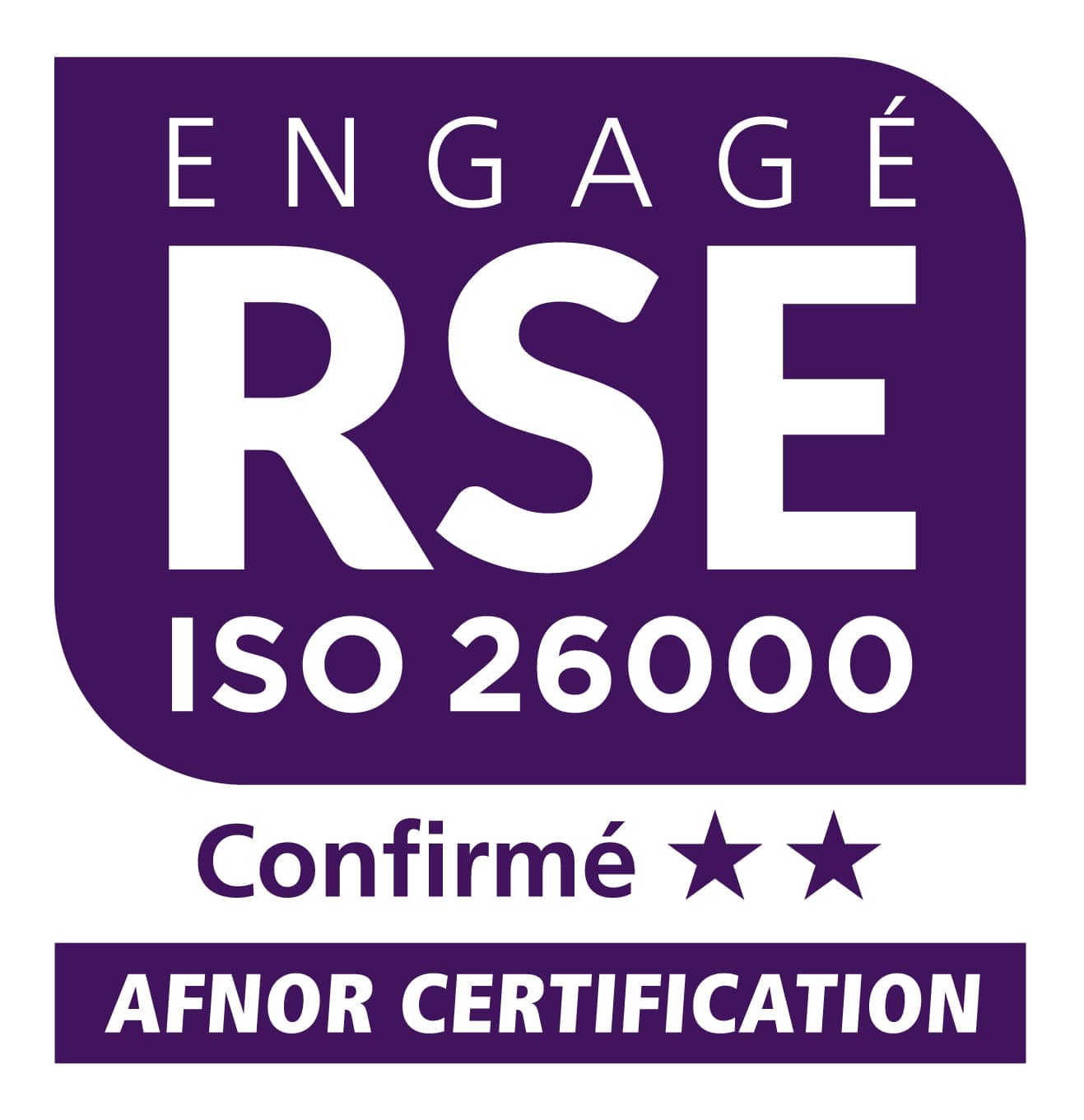 Label Engagé RSE ISO26000 confirmé 2 étoiles AFNOR Certification pour Foxi & Graph